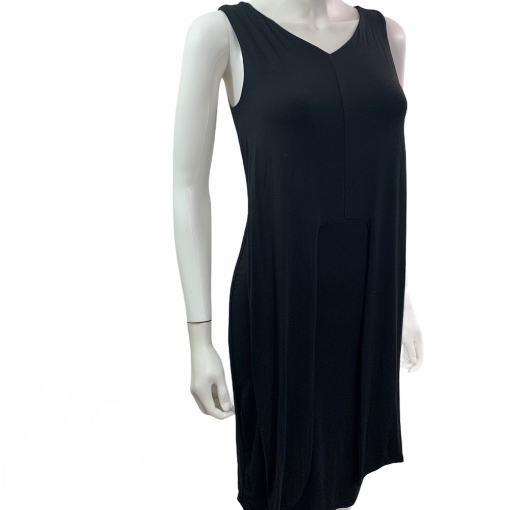 Final Touch Sleeveless V Neck Solid Black Dress - image 2